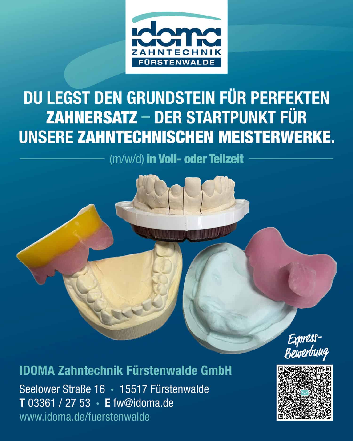 IDOMA Zahntechnik - Standort Fürstenwalde - Stellenangebot Arbeitsvorbereitung m/w/d